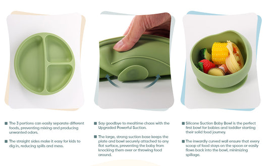 Nebulaxa™ 10 Piece Silicone Feeding Set GREEN