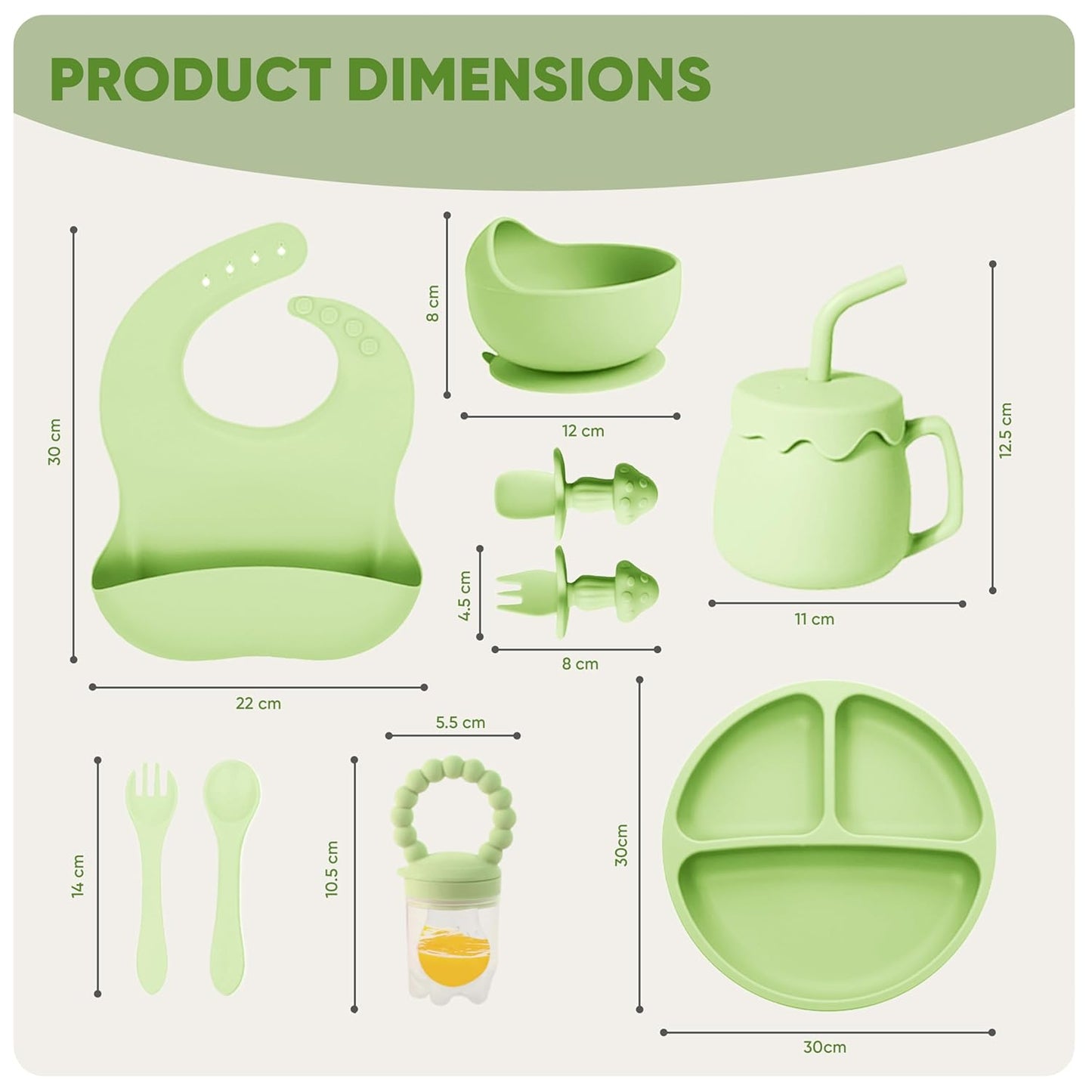 Nebulaxa™ 10 Piece Silicone Feeding Set GREEN